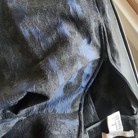 H&M knee length blue black brocade skirt 28" waist POCKETS! GEORGEOUS - Picture 7 of 11